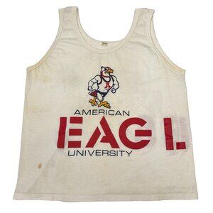 Vintage American Eagles University Tank Top Shirt XL White 80s Washington DC